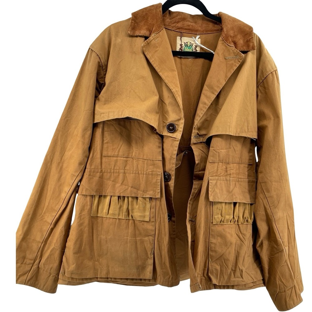 Ideal Men's Hunting Field Jacket Tan Cotton Canvas Vintage 1970s XL